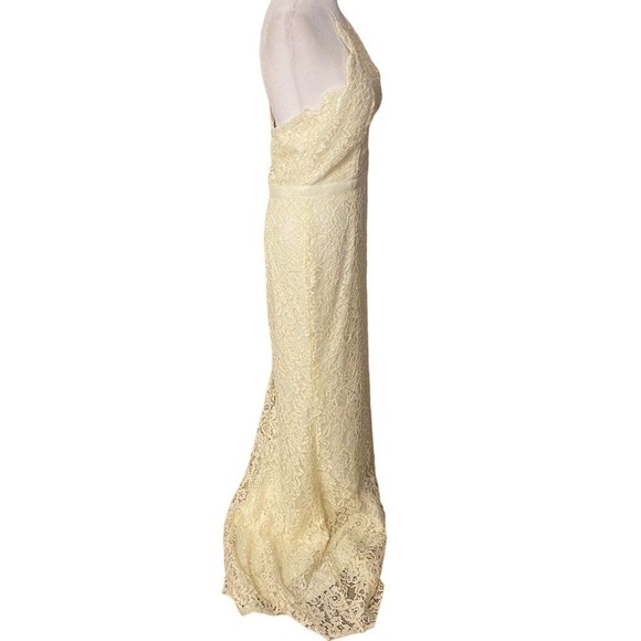 Lulus Womens Zenith ivory white Floral Lace Halter Neck Formal Maxi Dress Large - Picture 9 of 16